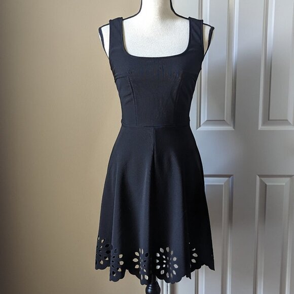 Mystic for Just Fab black v-neck dress with cut out trim - Picture 1 of 9